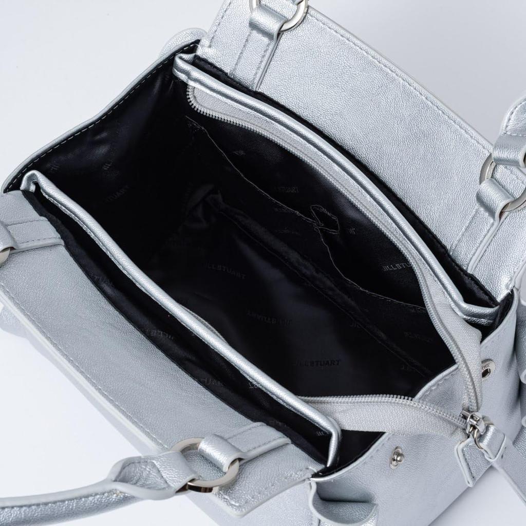 Jill Stuart Handbag with Ruffle Feminine 2-Way Design, Padlock, JSLH5DH1, Silver, Women's