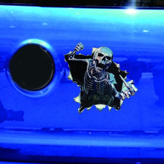 Vodotěsná reflexní 3D nálepka s děsivou lebkou na auto dekorace