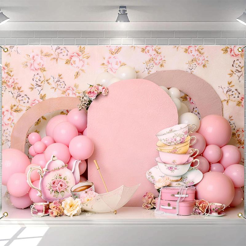 LS Teeparty Hintergrund Fotografie Prinzessin Erster Geburtstag Party Dekorationen Alice im Wunderland Geburtstag Foto Hintergrund Banner