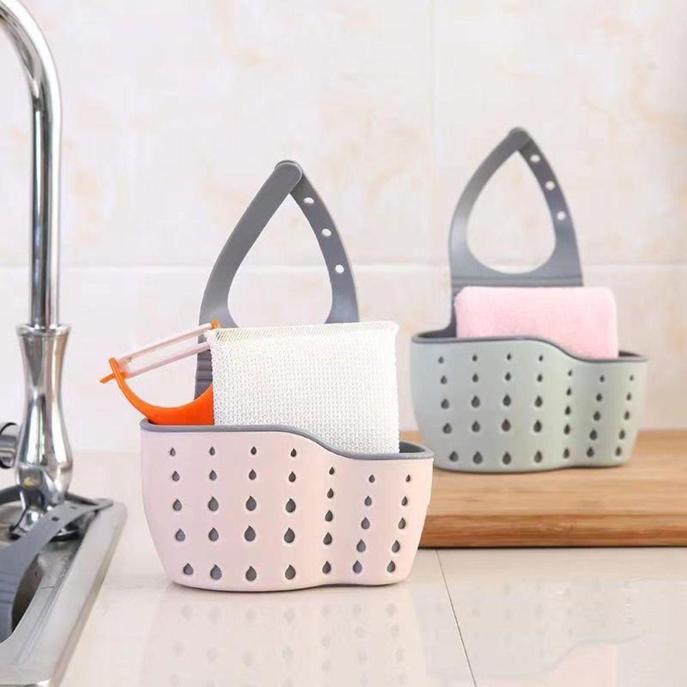 Kitchen Organizer Soap Hanging Non Perforated Storage Rack Drain Basket Storage Bag Sink Basket