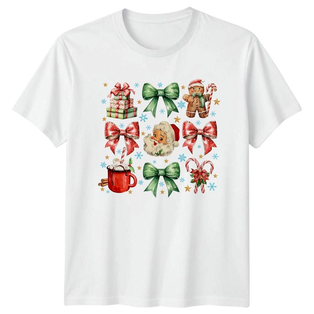 Christmas Holiday Watercolor Santa Gingerbread Unisexs Unisexs Graphic Tee S