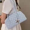 Korean Style Polka Dot Handbag Retro Bowling Bag Large Capacity Shoulder Bag Casual And Simple Underarm Bag With Star Charm