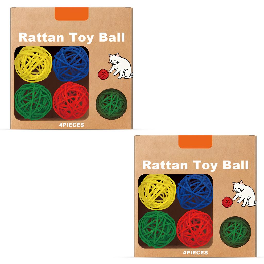 8pcs Cat Toy Ball Rattan Interactive Play Balls for Cats Stimulate Jumping Scratching Instincts Bonding Fun Lightweight