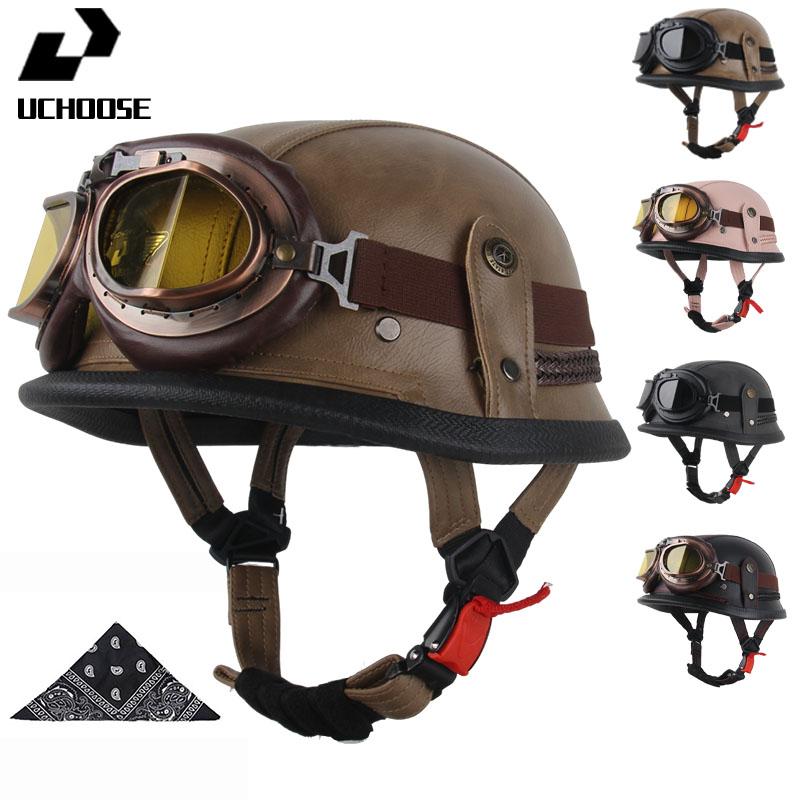 DOT Certified Vintage Open Helmet Motorcycle Open Face Helmet Retro 3/4 Helmet Cruise Casco Casque Moto Men Women