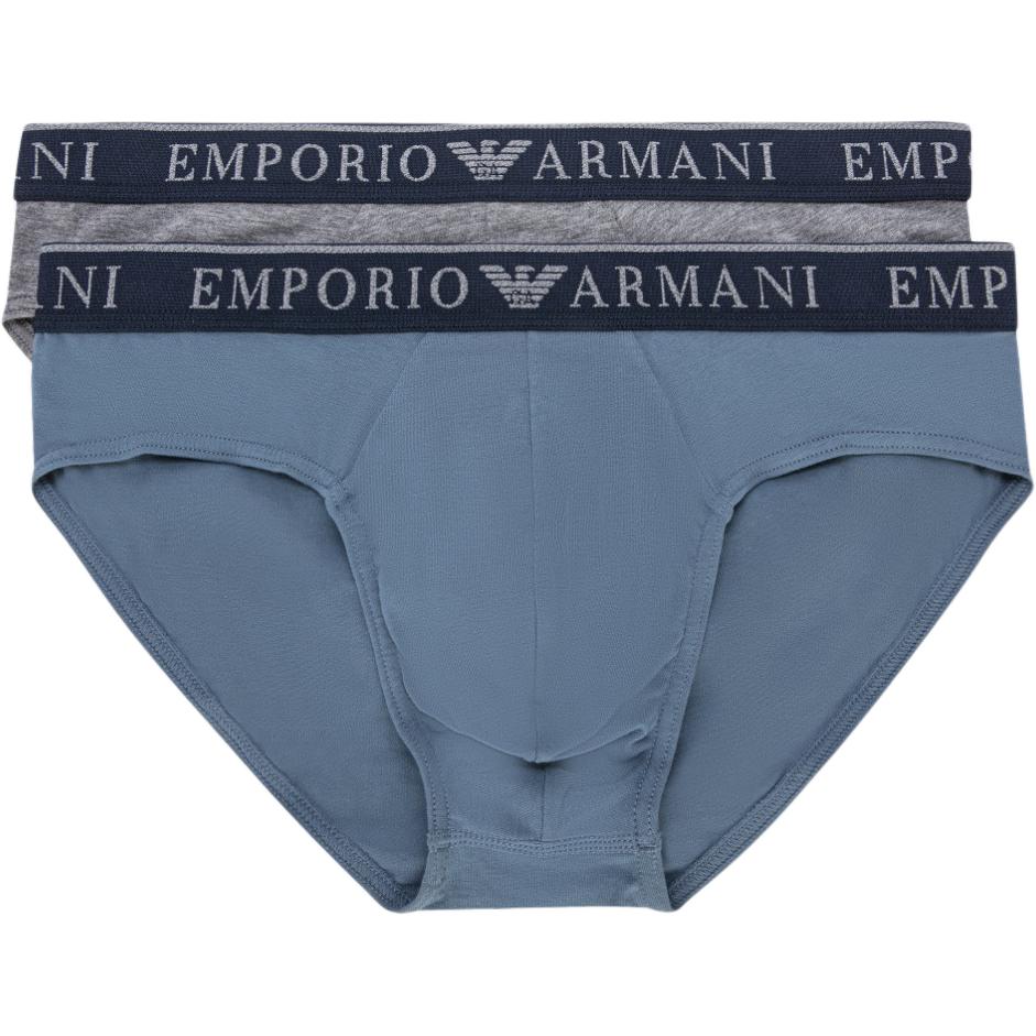 

Emporio Armani FW24 Logo Print Elastic Waist Triangle Underwear 2-Pack Men underwear Blue Gray 111733-4F720-15349 M