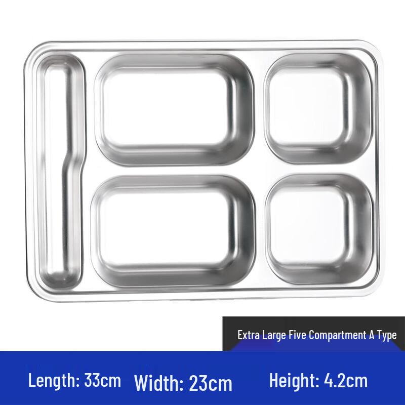 304 Stainless Steel Divided Meal Tray with Lid