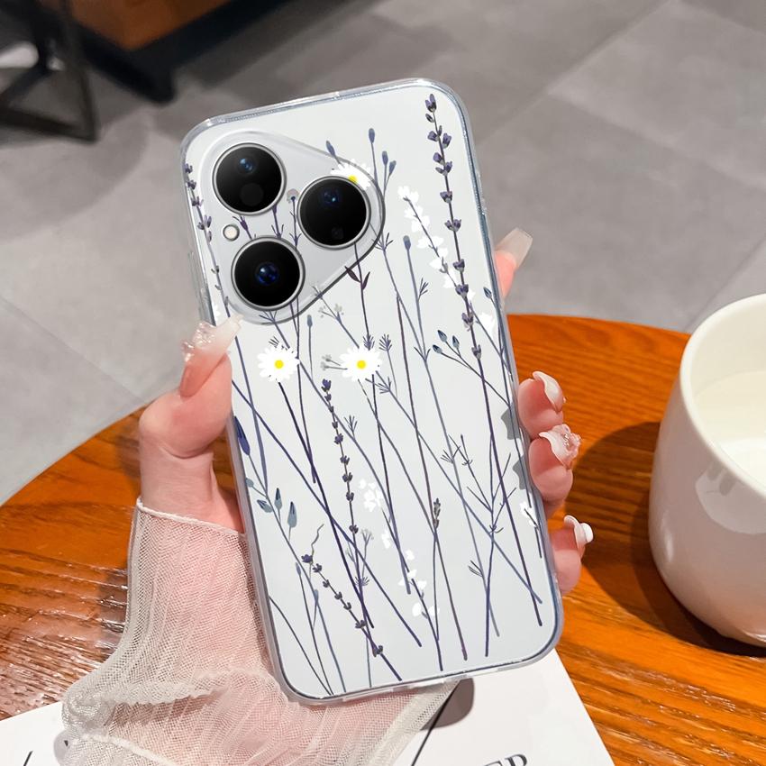 Für Huawei Pura 80 Ultra Honor Magic5 Pro 400 Hülle Etui Zweige Blume Weidenmuster Transparent Weich TPU Staubdicht Schutzhülle Für Huawei Hülle