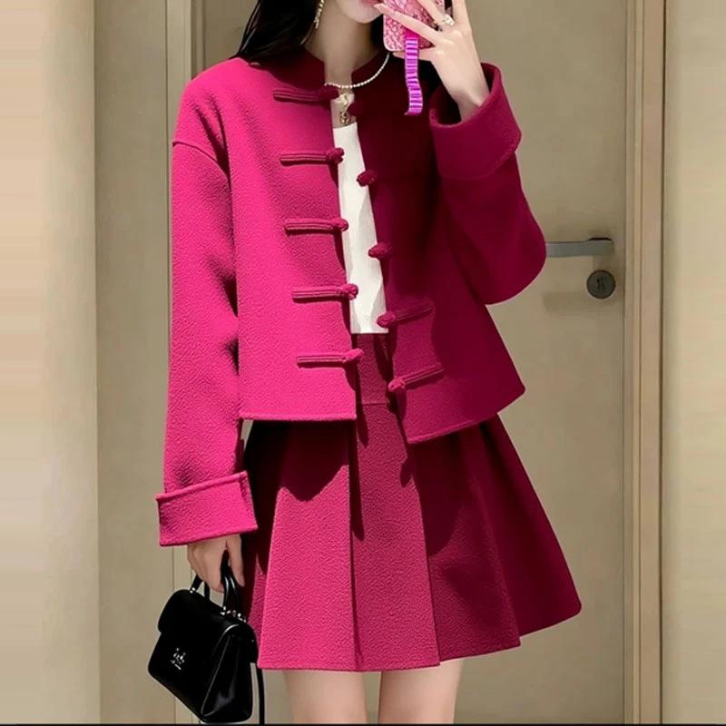 

Petite Spring Autumn Elegant Chinese Style Jacket Skirt Outfit for Women - 2026 Trendy Wear S [Recommended 80-95 jin]