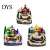 Animated Musical Christmas Village Figurines Igloo Ornaments Church with Rotating Train LED Holiday Carol Figurine Lights Music Box Decorative