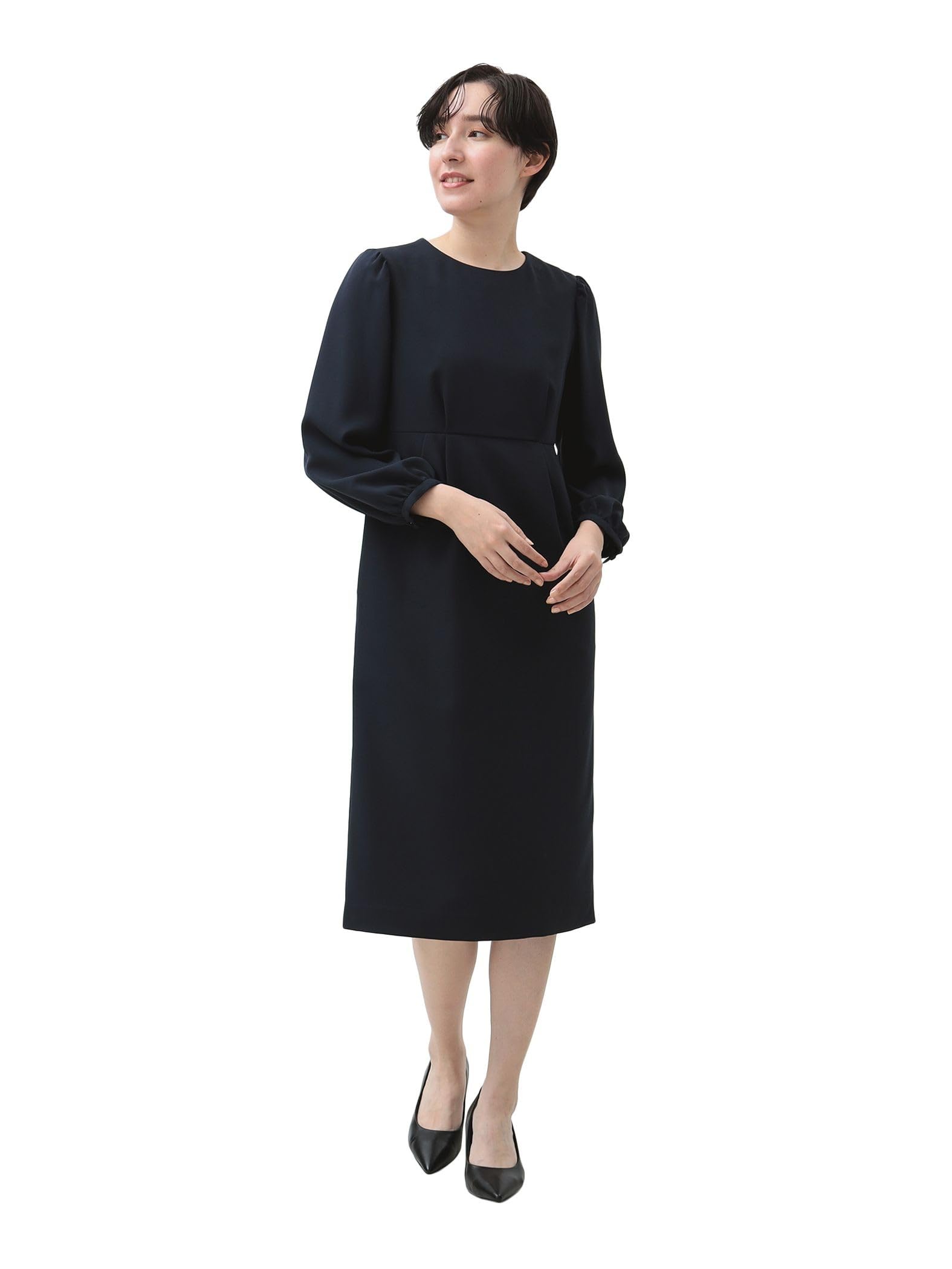 

Life Store by Dress Платье с защипами на талии ТЕМНО-СИНИЙ S [Сияющие лучи] (С-М) Женский