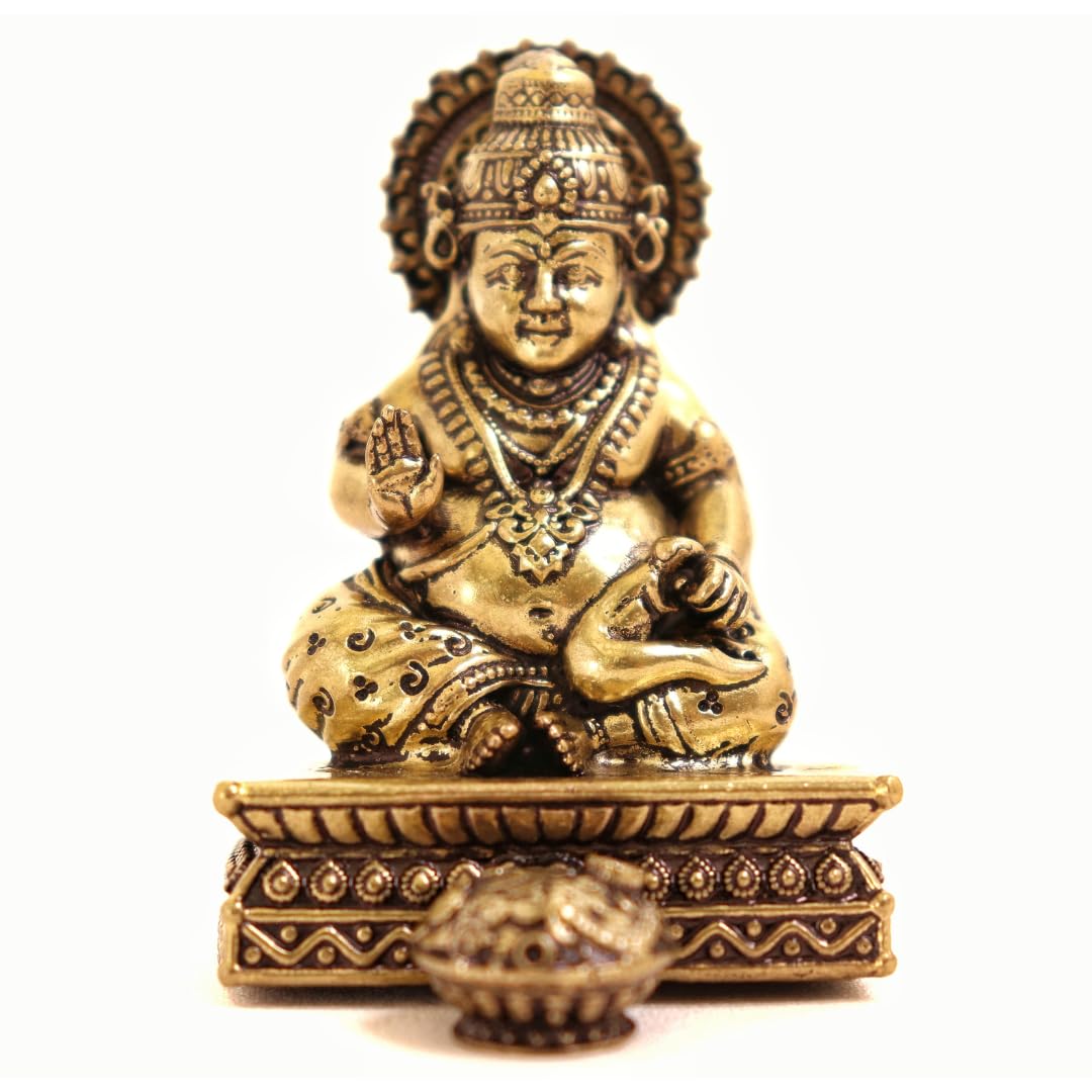 Handcrafted Brass Kuber Murti, Kuber Idol For Vastu, Pure Petal Ki - 2.5 Inch