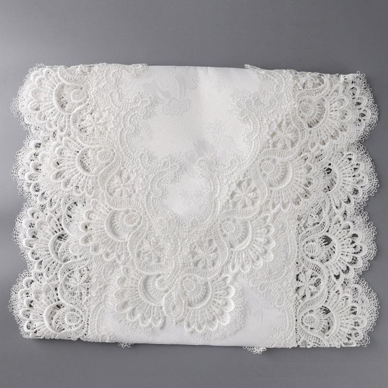 European Style Embroidery Table Runner Solid Color Household Jacquard Cabinet Cover Cloth Satin Lace Fabric Coffee Table Runner