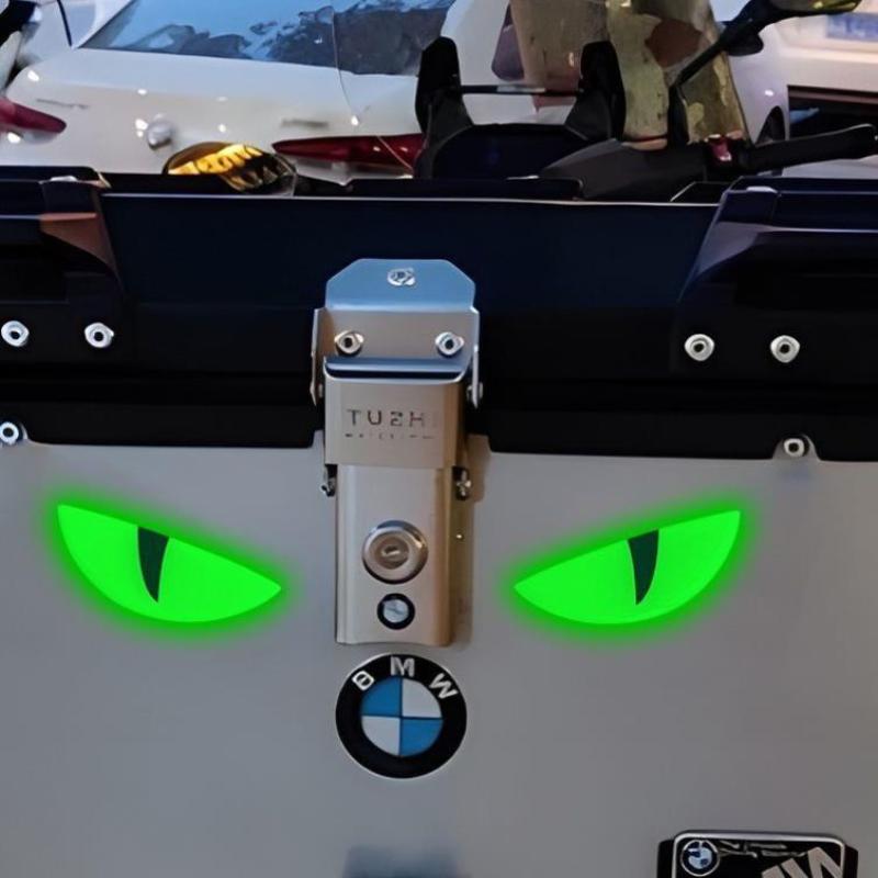 Luminous 3D Demon Eye Cat Eye Design Motorcycle Sticker Glowing Headlight Decal For Scooters Decoration