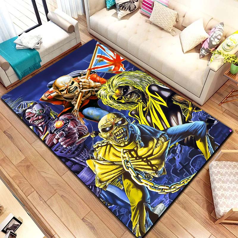 Band I-Iron M-Maidens Carpet Yoga Mat Living Room Bedroom Decoration Home Office Hotel Entrance Non slip Area Flannel CarpetGift