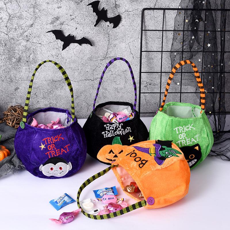 Pumpkin Halloween Candy Bag for Kids - Handheld Gift and Decoration Bag
