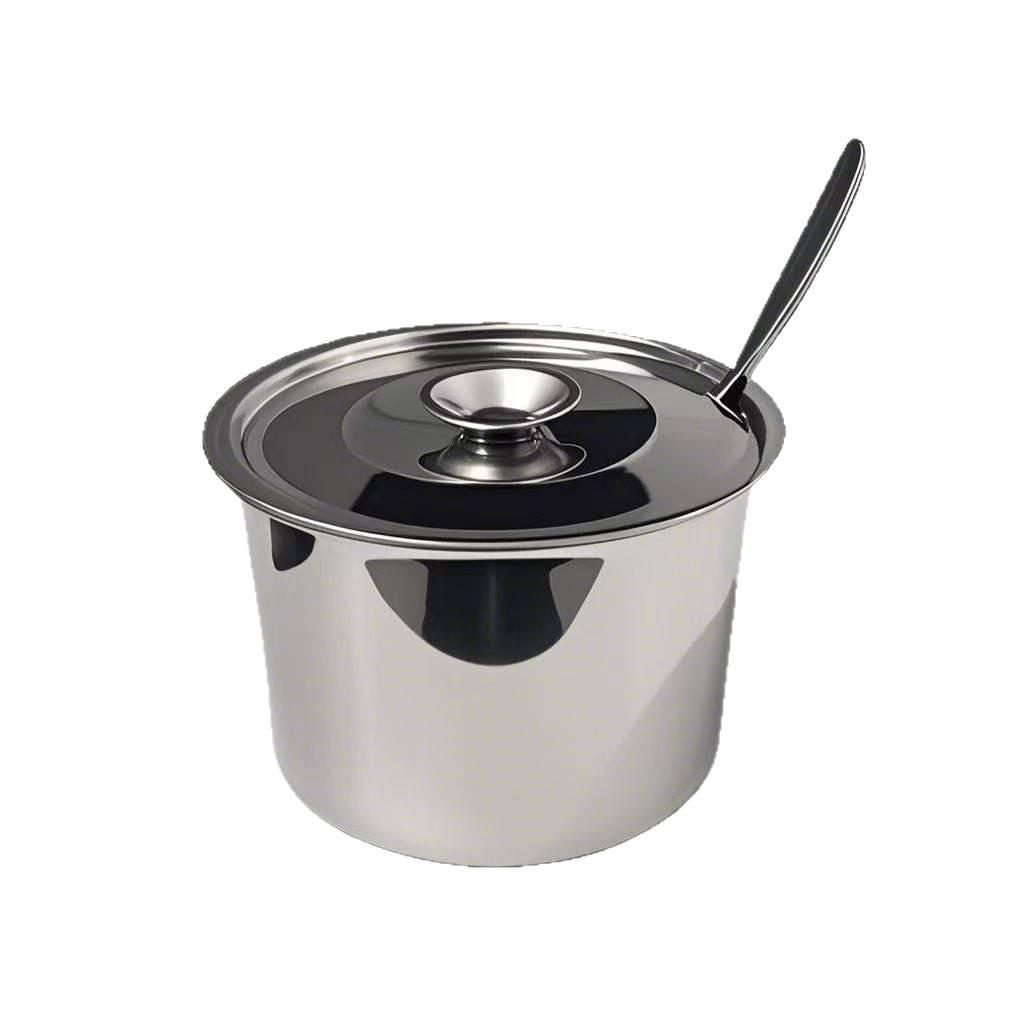 Stainless Steel Seasoning & Condiment Jar with Easy Clean Spoon Holder