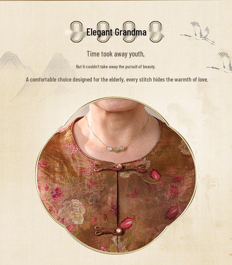New Grandma Style: Chinese Spring/Summer Three-Quarter Sleeve Shirt for Middle-Aged & Elderly Women