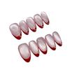 French Retro Cat Eye Red Wine Handmade Nail Art for New Year