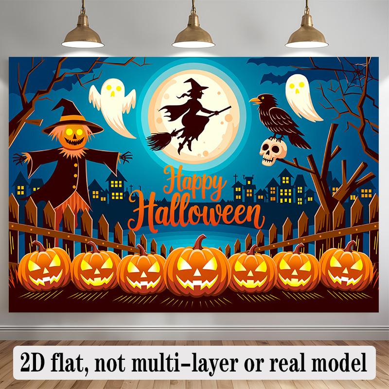 Party Backdrop Halloween Flat Banners Scary Pumpkin Witch Celebrations Wedding Enthusiasts Photo Booth Background Front Door Decor