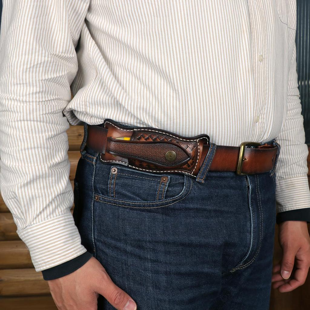TOURBON Leather Knife Sheath for Folding and Belt Cover Knives, Multi-Pliers, Multi-Tools,