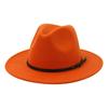 Unisex Fashion Wide Wool Belt Flat Top Fedora Hat Party Church Hats Cap