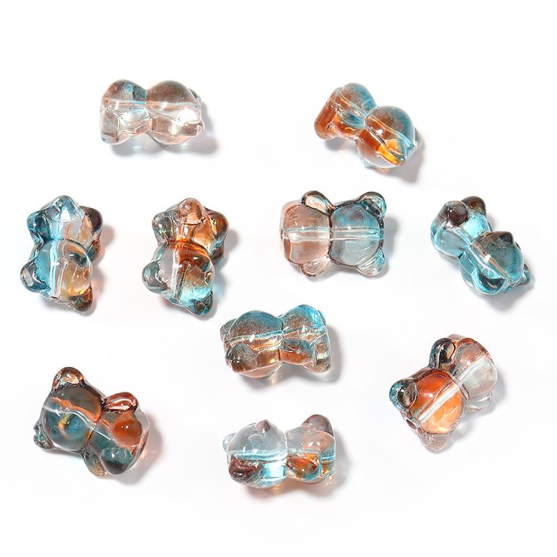 20pcs/lot Mini Small Bear Glass Beads For Jewelry Making Colored Charm Loose Lampwork Beads DIY Handmade Bracelet Necklace Gift