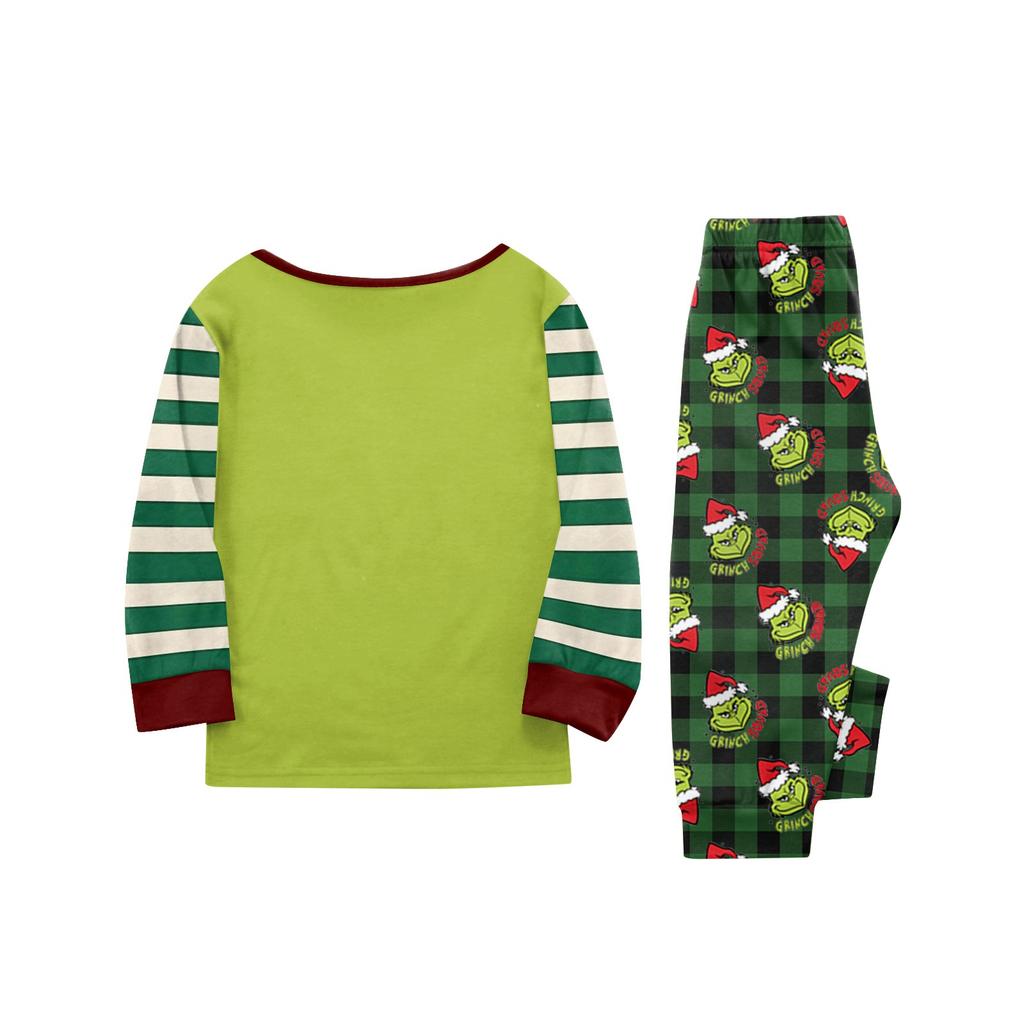 Family Matching Christmas Print Pajama Set with Long Sleeve Top and Pants