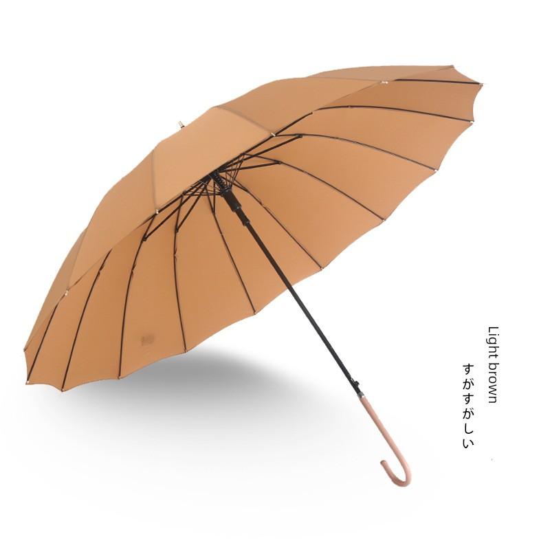 Creative Minimalist Straight Long-Handle Umbrella, Solid Color, Japanese Style, Fresh and Simple, Leather Handle, Vintage Unisex Straight-Handle Sun