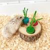 Natural Wood Bunny Toy Round Shaped 3-Grid Hamster Foraging Toy Educational Toy Bite-resistant Rabbit Chewing Toy Pet Supplies