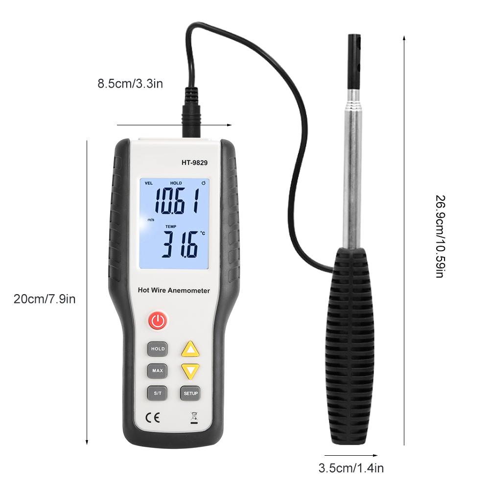 HT9829 Hot Wire Thermal Anemometer for Wind Temperature Air Volume Wind Speed Testing