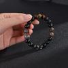 Obsidian Flame & Red Tiger Eye Beaded Bracelet: Mythical Wukong Hand Jewelry with Gold Foil Accents