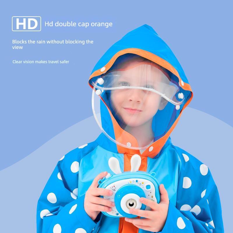 Children's Raincoat, Full-Body Waterproof, Double Brim, Outdoor Use with Backpack Space, Suitable for Boys and Girls, Specifically Designed for