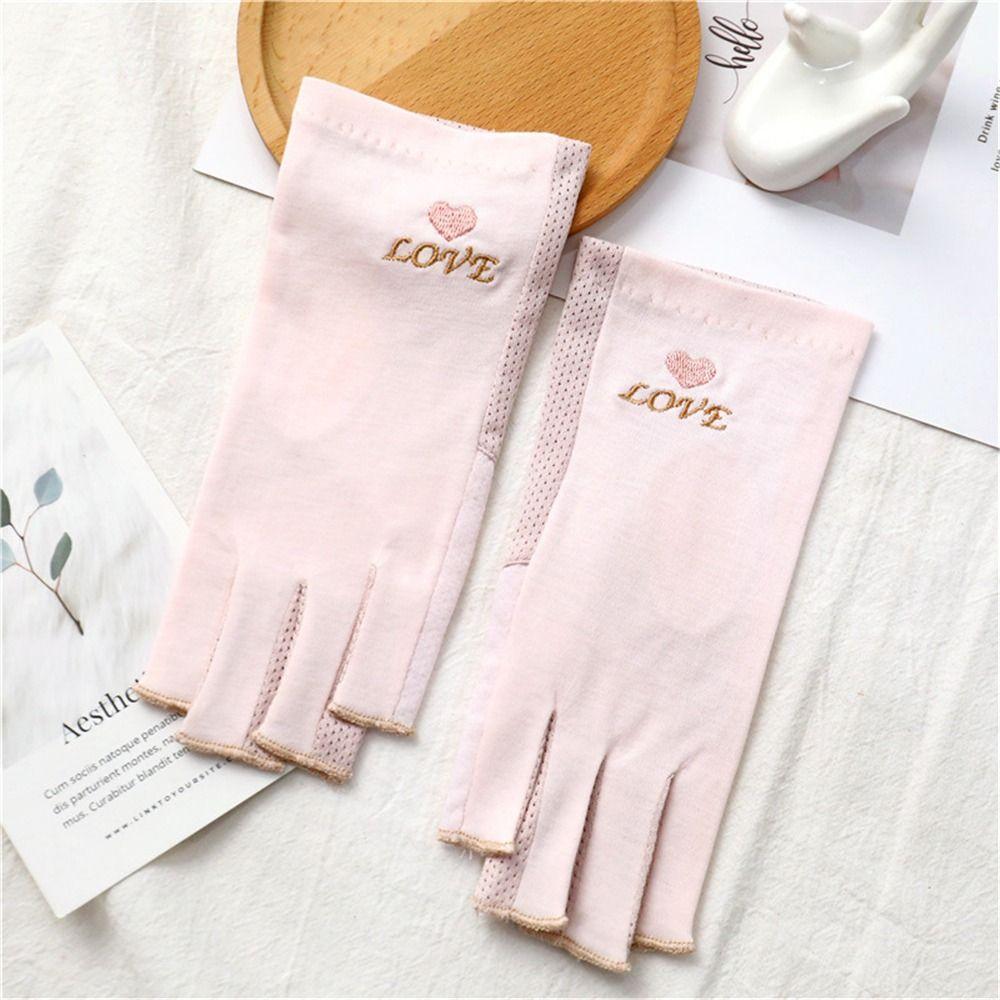 Summer Driving Non-Slip Half Finger Gloves Fingerless Gloves Sunscreen Gloves Short Mittens