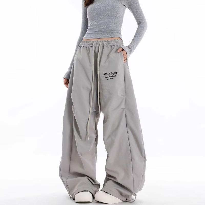 

Street Pleated Scimitar Pants for Men and Women s Spring New Design Sense Loose Wide Legs Mopping the Floor S серый
