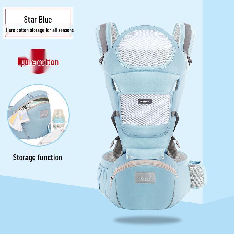 Foldable Baby Carrier Waist Stool: Dual-Use, Breathable & Portable, Front and Back Double Shoulder Baby Holder.