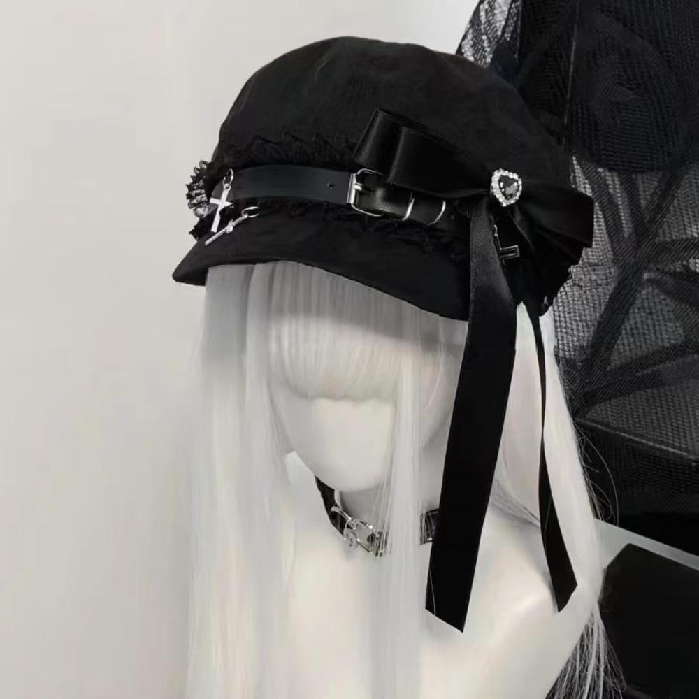 Sweet Cool Style Women's Y2k Hats Bowknot Painter's Cap Harajuku Octagonal Hat  Adult Teen