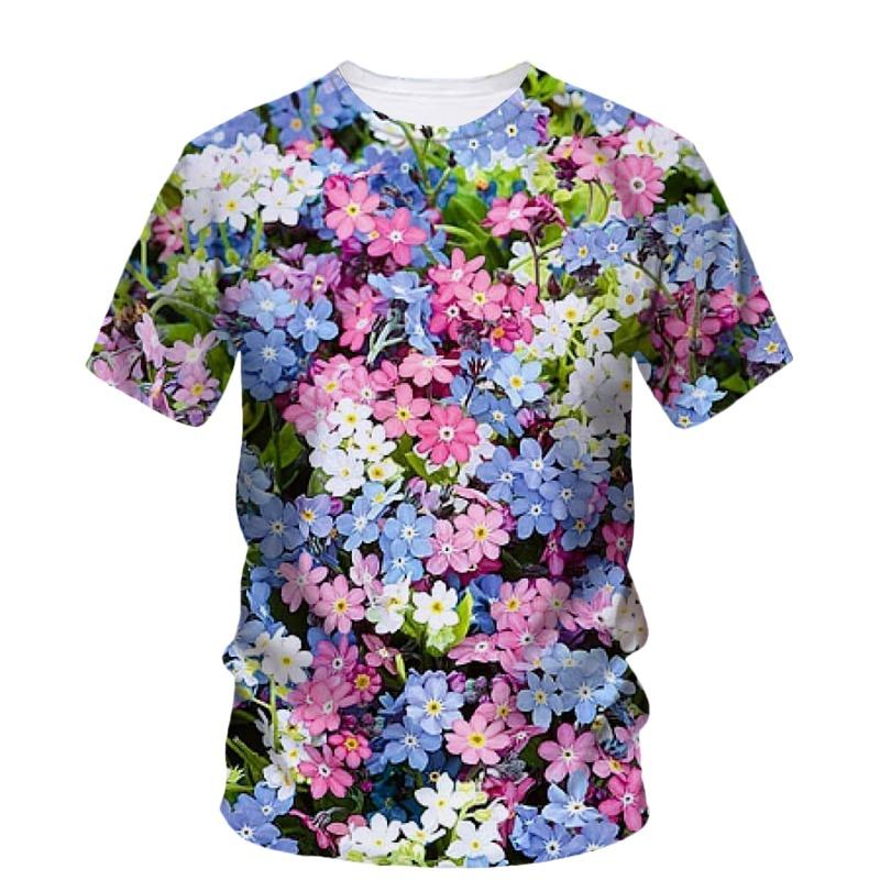 Flower Floral T-Shirts Plant Graphic 3D Print Men Women Beach Short Sleeve T Shirt Oversized Harajuku Tees Tops Kids Clothing