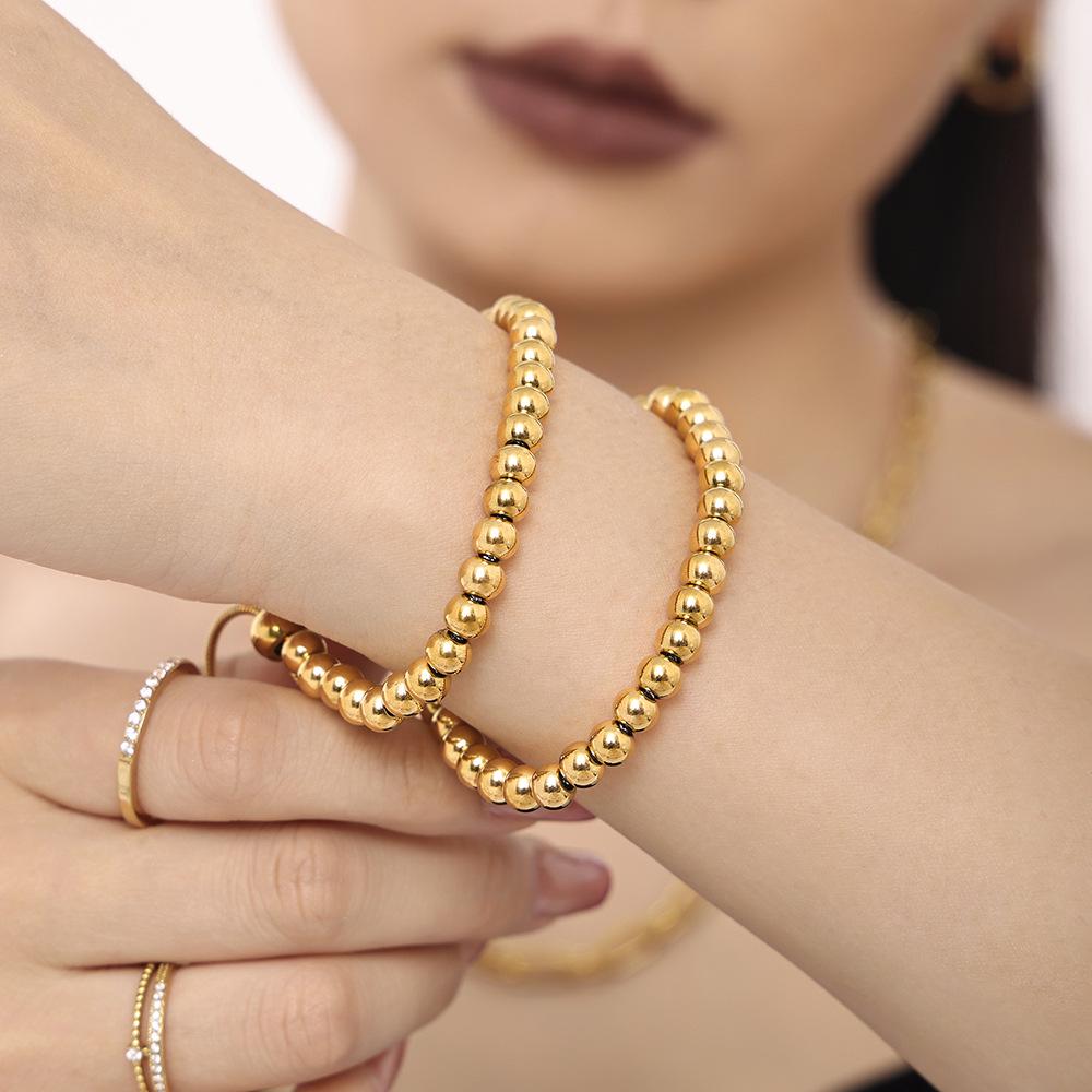 Qiong Yao Luxurious 4mm Stainless Steel Bead Bracelet for Women – Versatile and Elegant Design