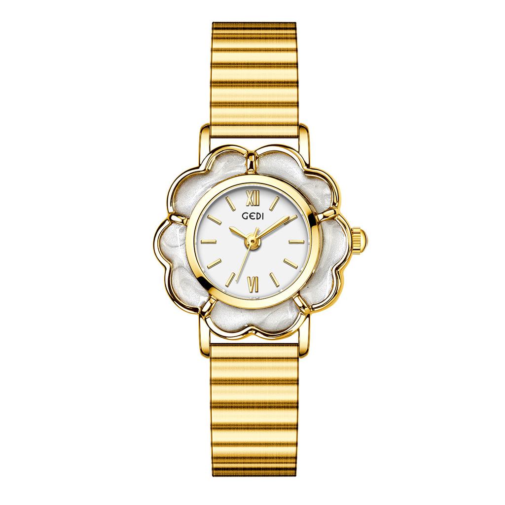 High-Value Retro Petal Bamboo Belt Women'S Watch Niche High-End Waterproof Steel Belt Quartz Watch