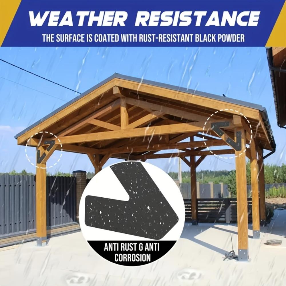 Soporte de Pergola Resistente en Forma de V L, Placa de Reparación de Pilar de Viga para Conexión de Vigas de Tejado de Casa Muebles de Madera, Sin Tornillos