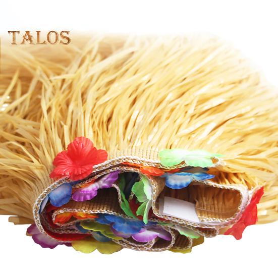 Hawaiian Party Table Skirt Waterproof Tropical Luau Party Colorful Flower Grass Tassels Table Skirt Summer Beach Themed Aloha Party Decoration Party