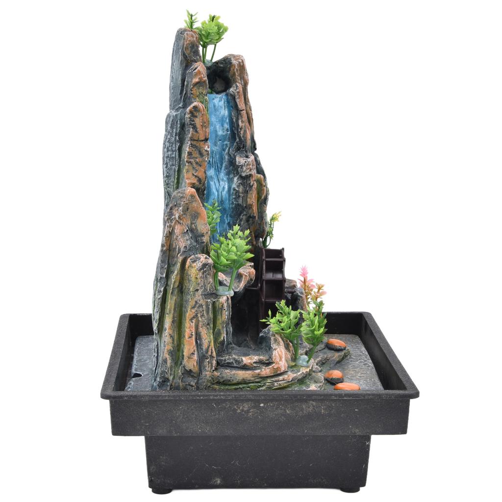 Fântână de birou din rășină, cascadă interioară, fântână decorativă pentru birou, cu atomizor pentru casă