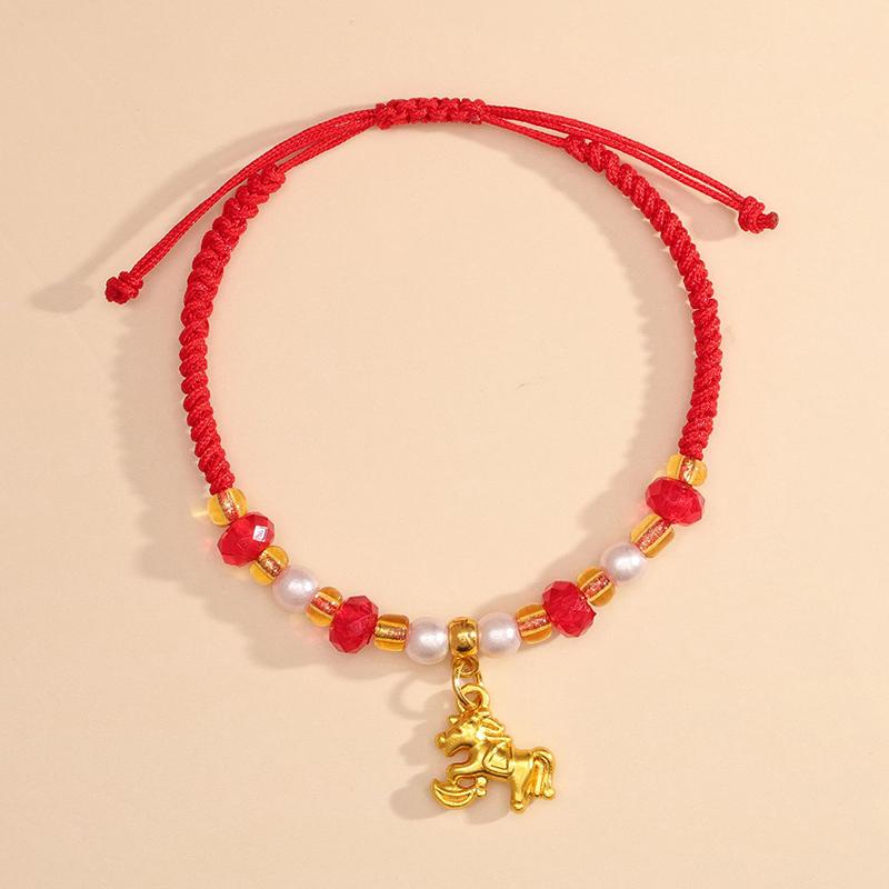 Chinese Style 2026 Horse Year Zodiac Bracelet For Women Men Lucky Hand-Woven Red Rope Bracelet New Year Jewelry Party Gift