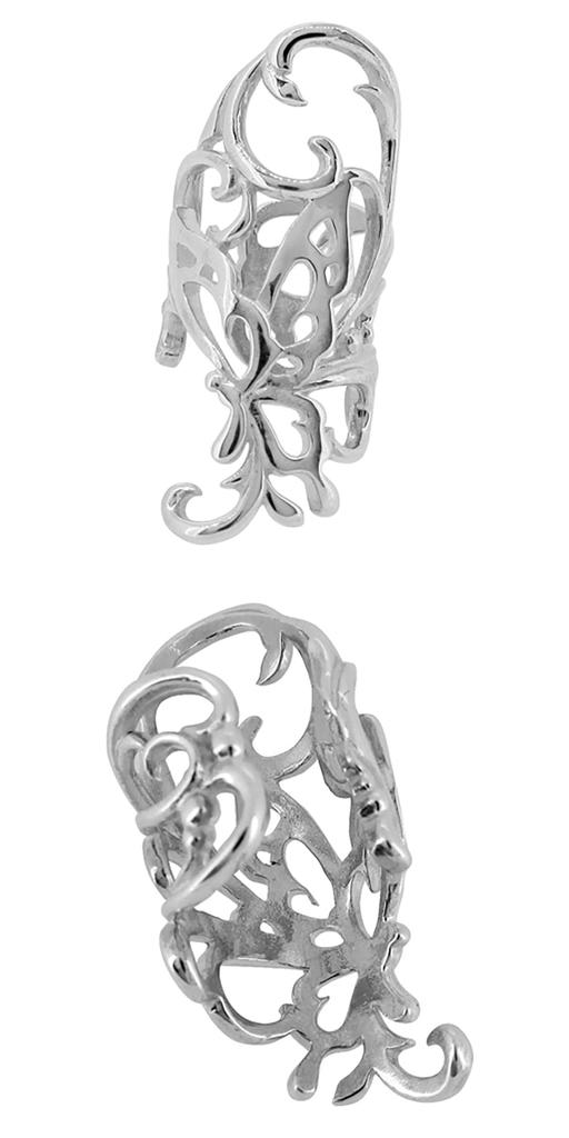 Shinjuku Gin No Kura Openwork Butterfly Long Silver Ear Cuff (1 Piece, Single Ear) for Women