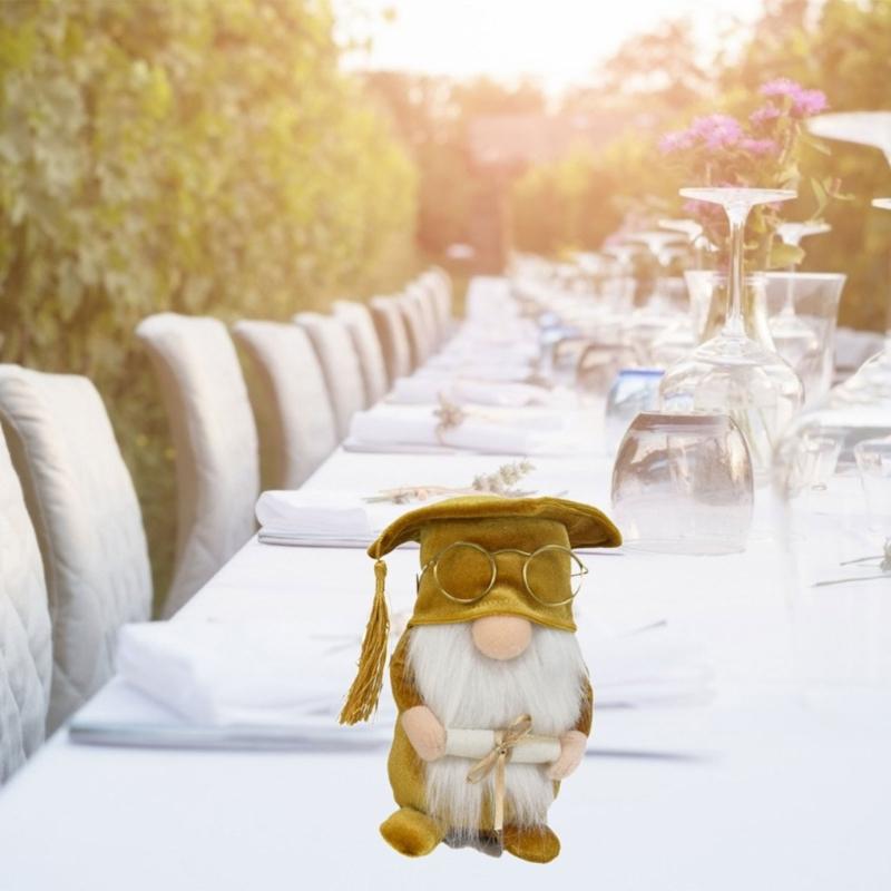 Graduation Season Gnome Scholarly Doctorial Hat Decorative Hat Face less Doll Decorations for Holiday Party Decorations