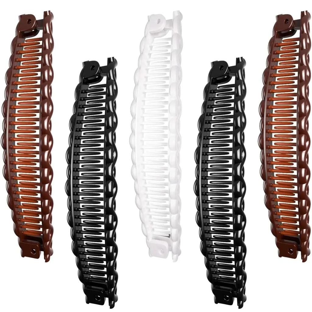 Nuova Pinza per Capelli a Forma di Banana Vintage Monocolore per Donne Ragazze Pettine a Onda Fermaglio Strumento per Acconciature Accessori per Capelli Moda Pratici