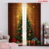 2pcs,2D Plane Printing Curtain Popular Christmas Tree Ornaments Holiday Durable Polyester (without Rod) Holiday Ldeal for