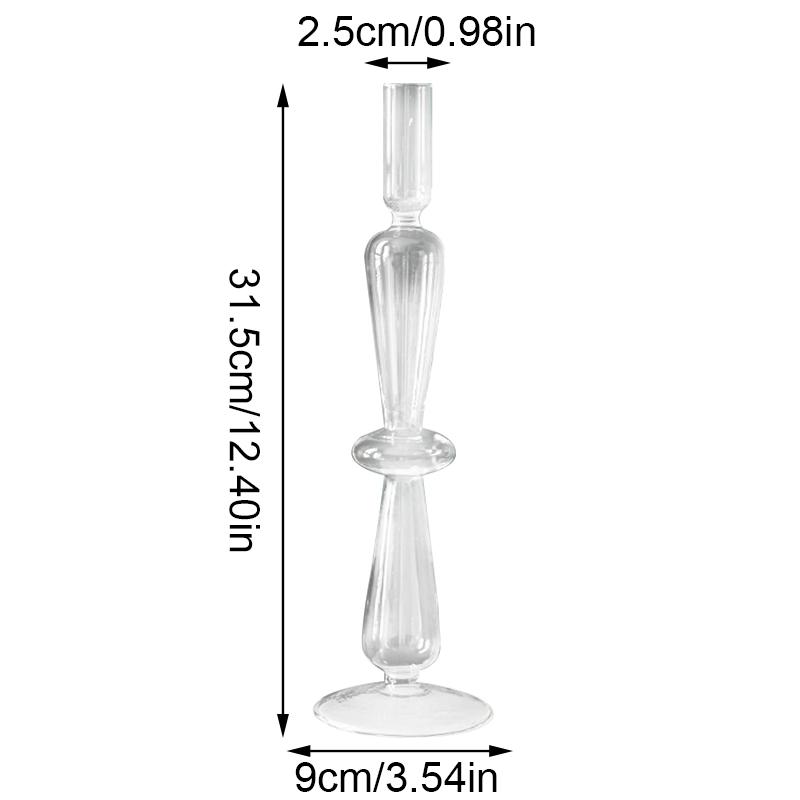 1pc Bougeoir en Verre Vase à Fleurs Décoration d'Intérieur Porte-Bougie en Verre Nordique Vase à Fleurs Artisanat Vintage Romantique Porte-Bougie