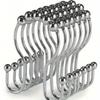 Stainless Steel Shower Curtain Hooks - Rust-Proof, Anti-Drop Design, Dual-Hole, Easy Installation, Bathroom Curtain Hooks