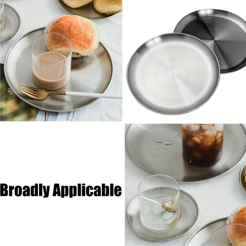 7pcs stainless steel plate set,23cm stainless steel plate,lightweight non-breakable plate set,suitable for home,outdoor use,restaurant,buffet supplies